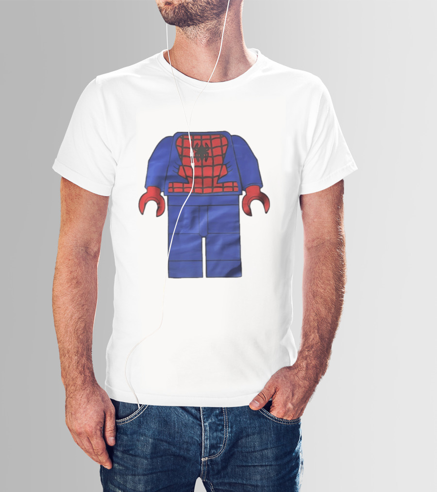 Lego Spider Man Minifigure Marvel Super Hero Iconic Costume Red And Blue Suit T-Shirt