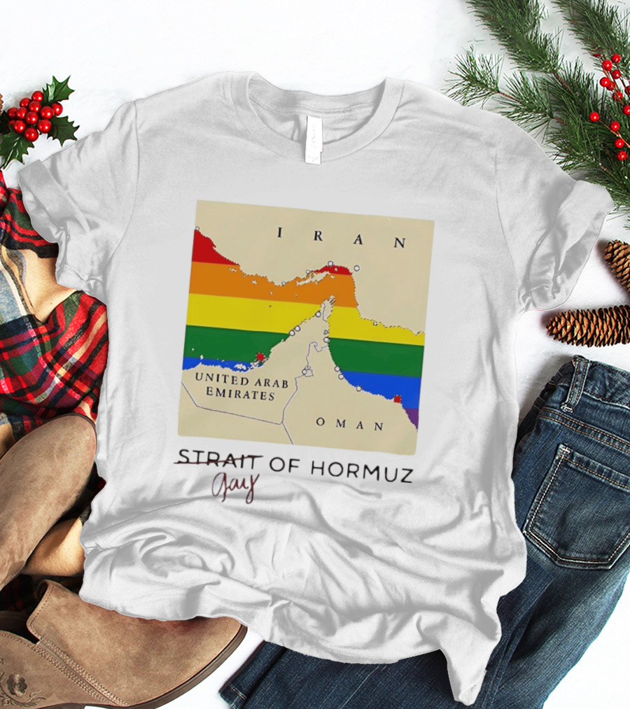 Strait Of Hormuz Map Pride Rainbow Gay Wordplay Pun T-Shirt