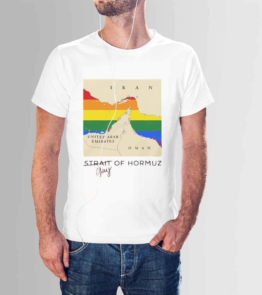 Strait Of Hormuz Map Pride Rainbow Gay Wordplay Pun T-Shirt