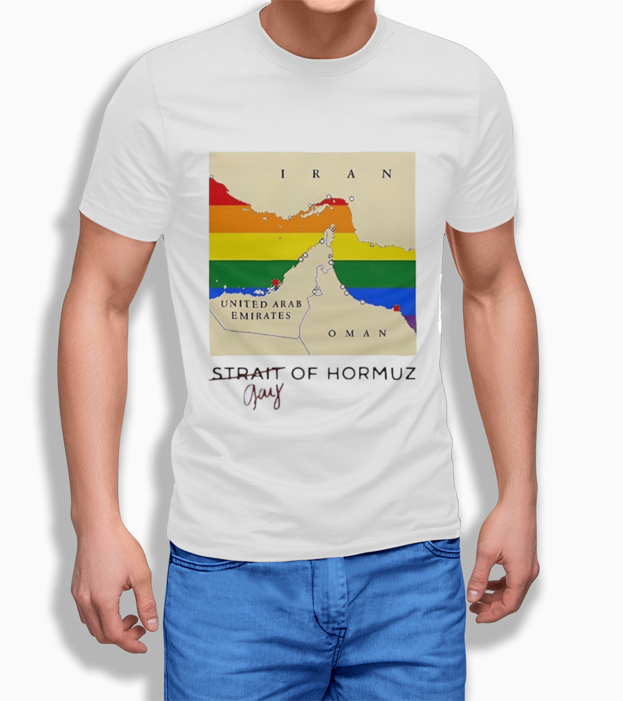 Strait Of Hormuz Map Pride Rainbow Gay Wordplay Pun T-Shirt