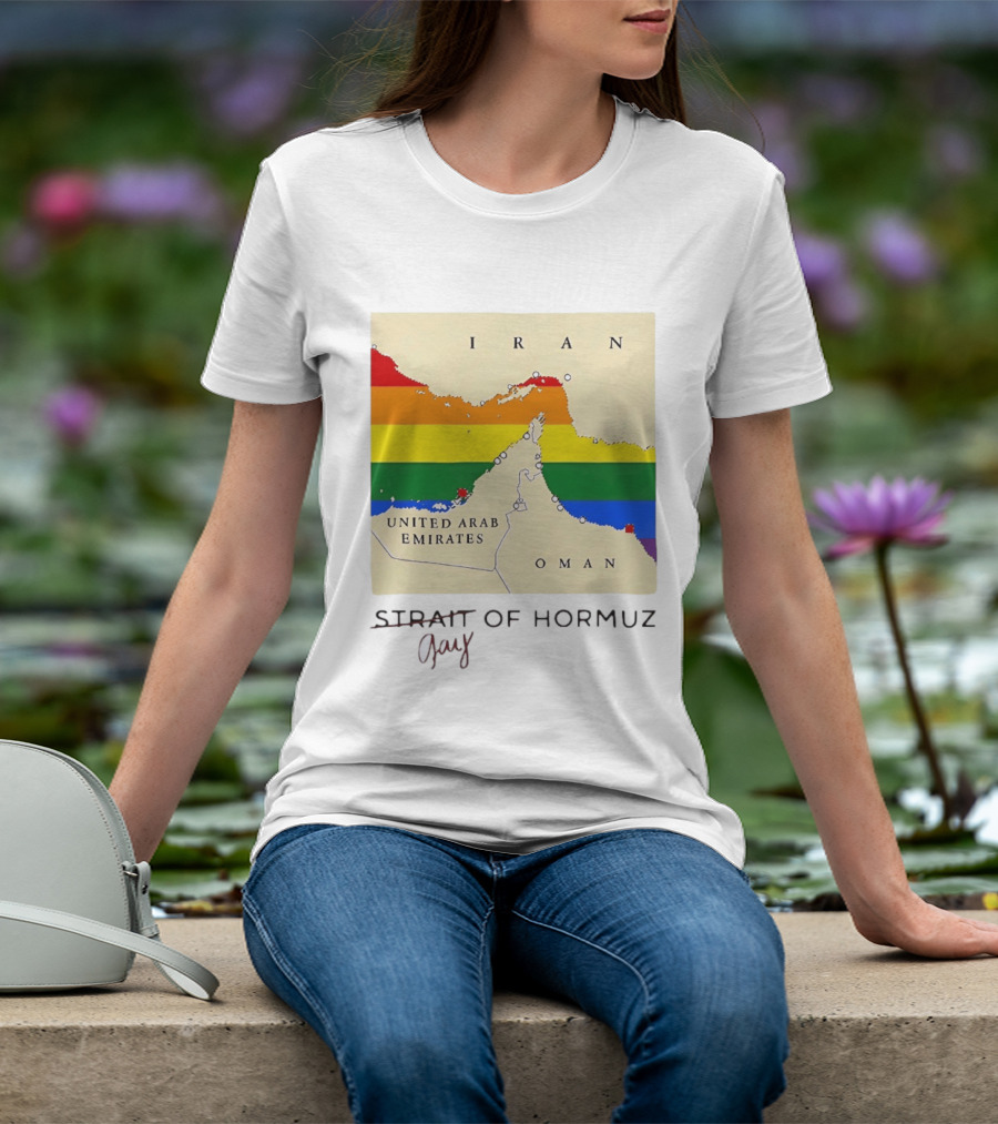 Strait Of Hormuz Map Pride Rainbow Gay Wordplay Pun T-Shirt