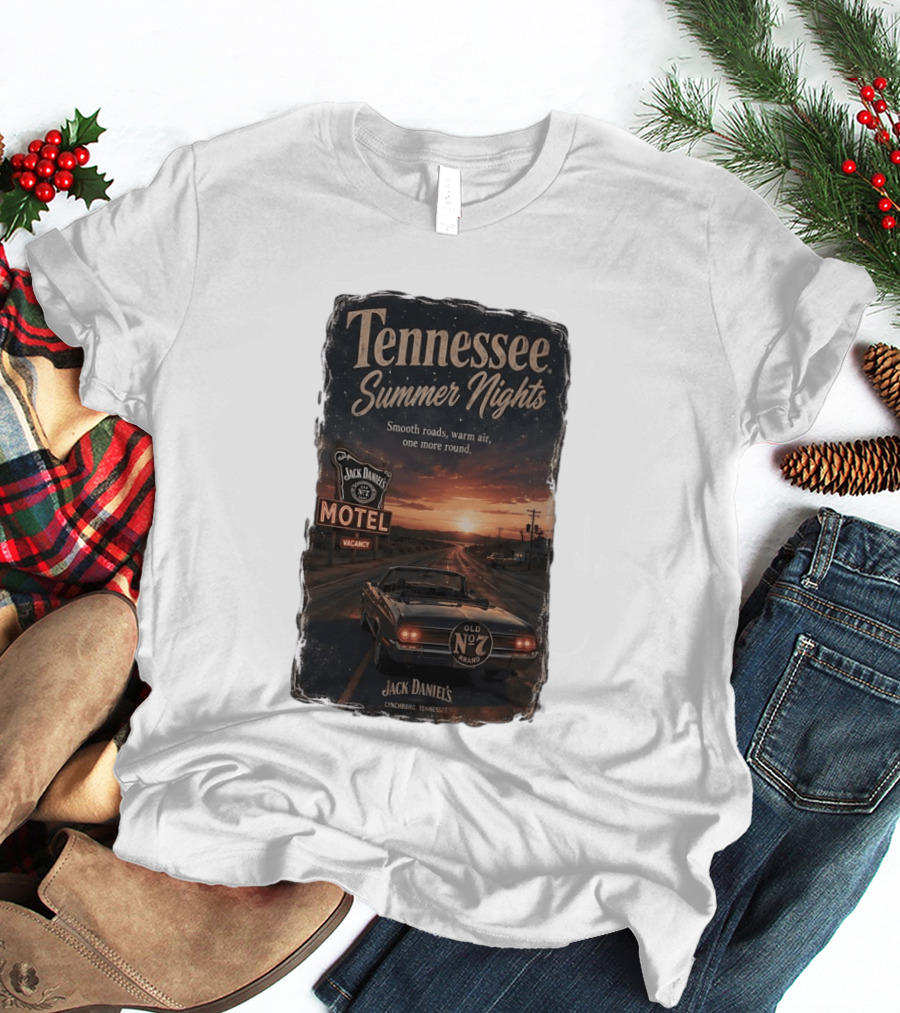 Tennessee Summer Nights Jack Daniel's Motel Smooth Roads Warm Air Old No. 7 Lynchburg T-Shirt