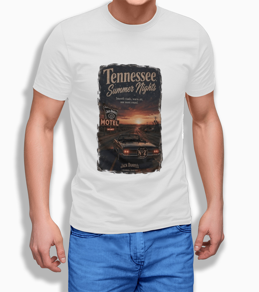 Tennessee Summer Nights Jack Daniel's Motel Smooth Roads Warm Air Old No. 7 Lynchburg T-Shirt