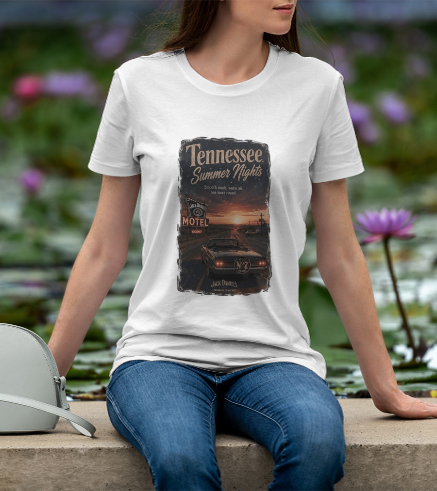 Tennessee Summer Nights Jack Daniel's Motel Smooth Roads Warm Air Old No. 7 Lynchburg T-Shirt