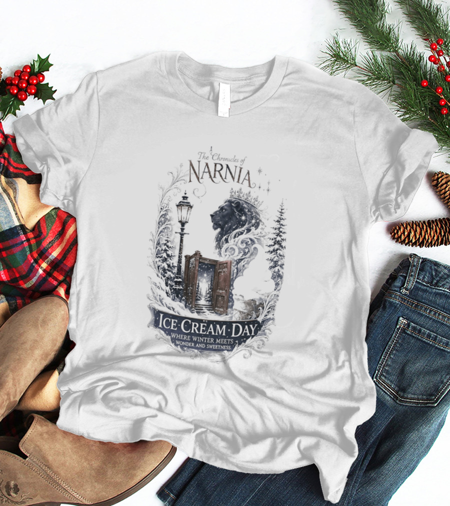 Narnia Ice Cream Day Winter Meets Wonder Aslan Wardrobe T-Shirt