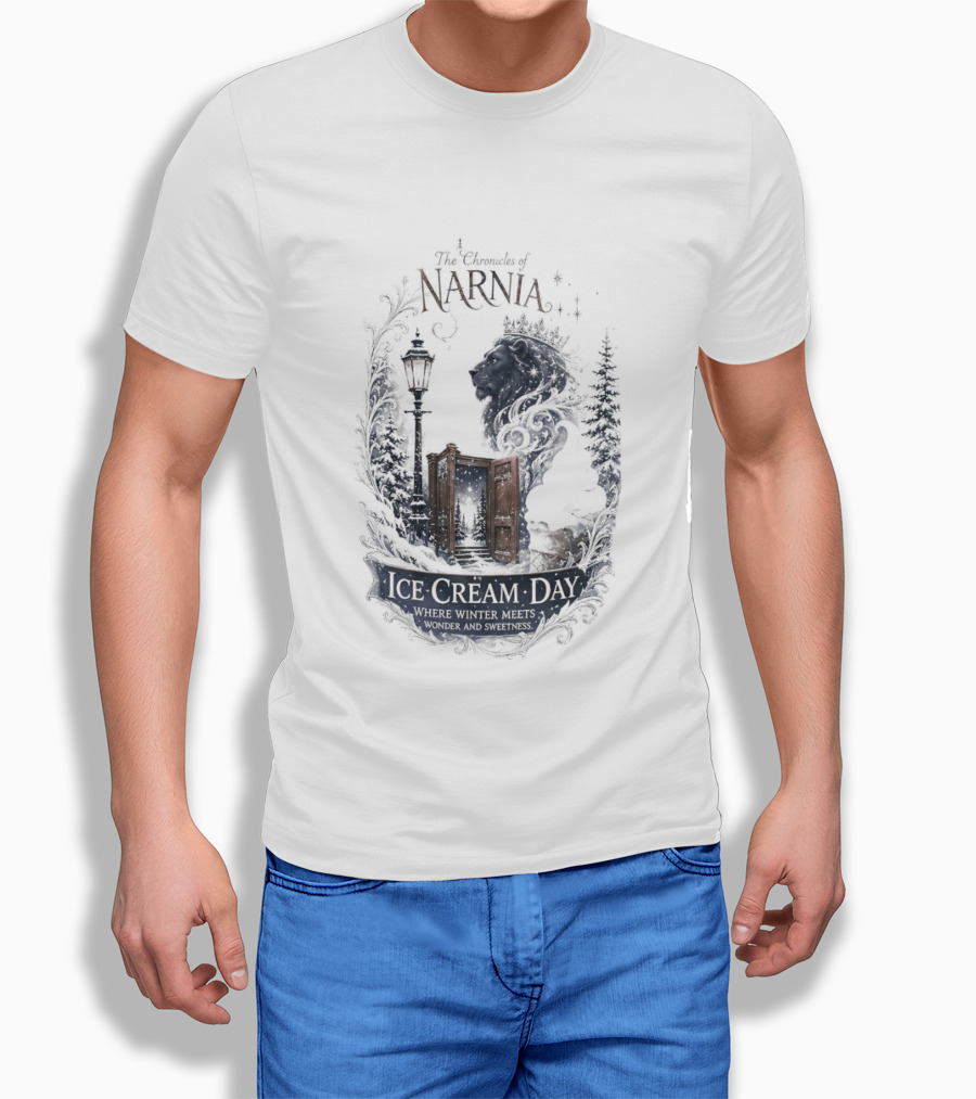 Narnia Ice Cream Day Winter Meets Wonder Aslan Wardrobe T-Shirt