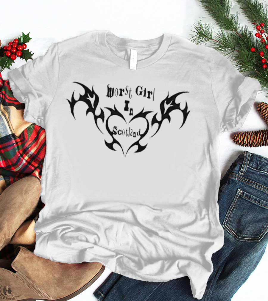 Worst Girl In Scotland Edgy Heart Tribal Tattoo T-Shirt