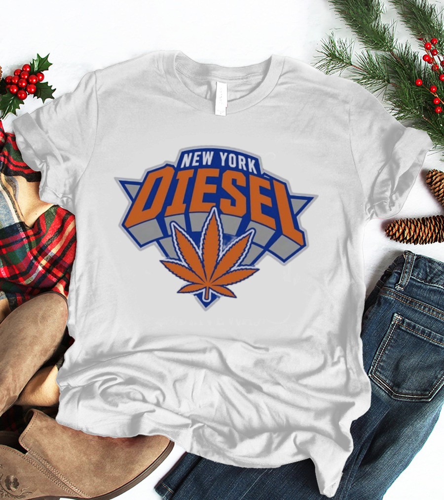 New York Diesel Cannabis Knicks Weed Leaf Basketball T-Shirt