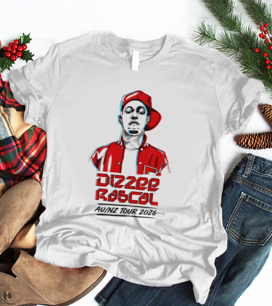 Dizzee Rascal AU NZ Tour 2026 Red Graphic Cap Image T-Shirt