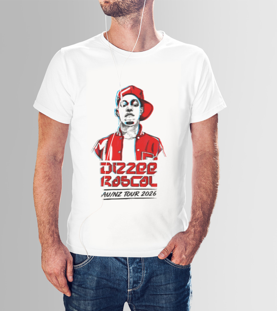 Dizzee Rascal AU NZ Tour 2026 Red Graphic Cap Image T-Shirt