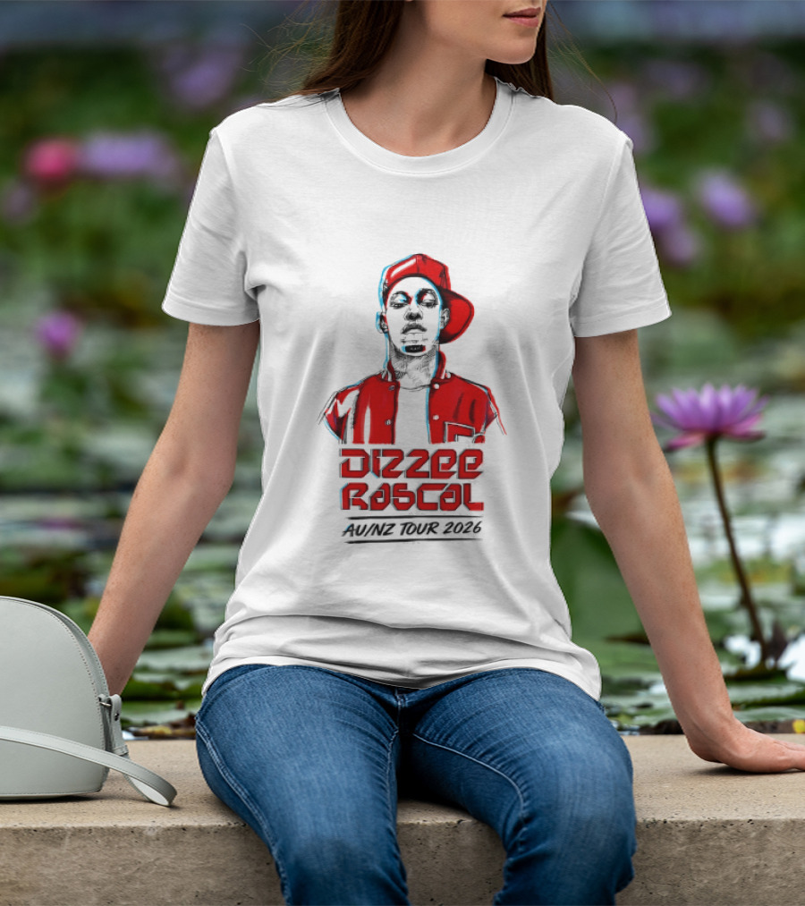 Dizzee Rascal AU NZ Tour 2026 Red Graphic Cap Image T-Shirt