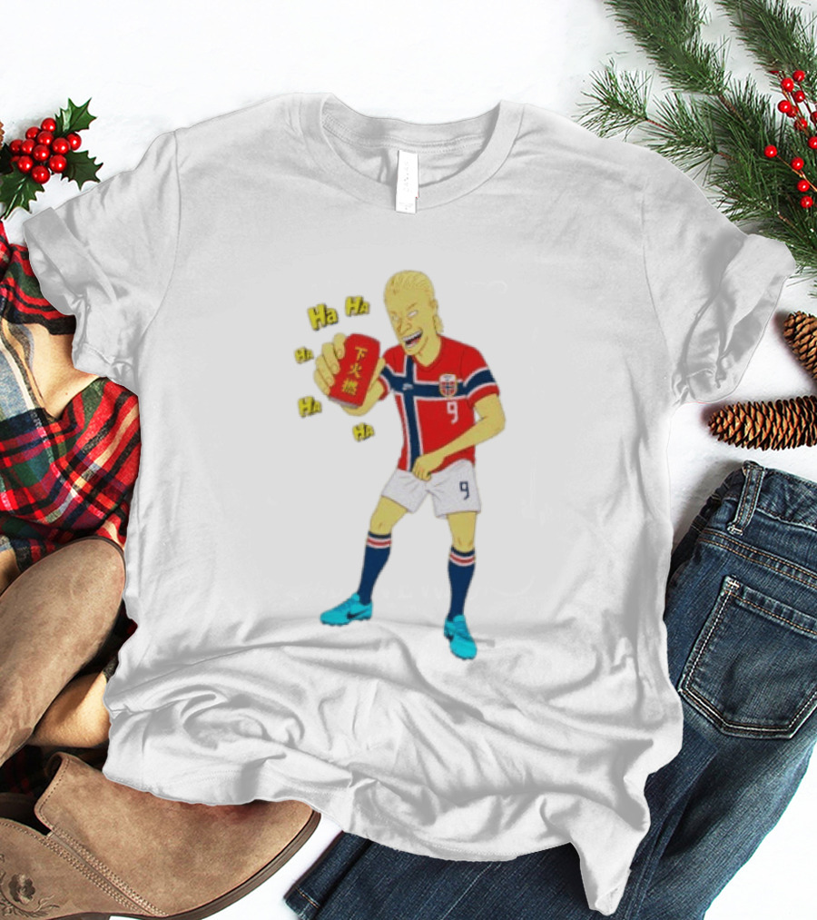 Erling Haaland Norway No 9 Laughing Cartoon Style Bootleg T-Shirt