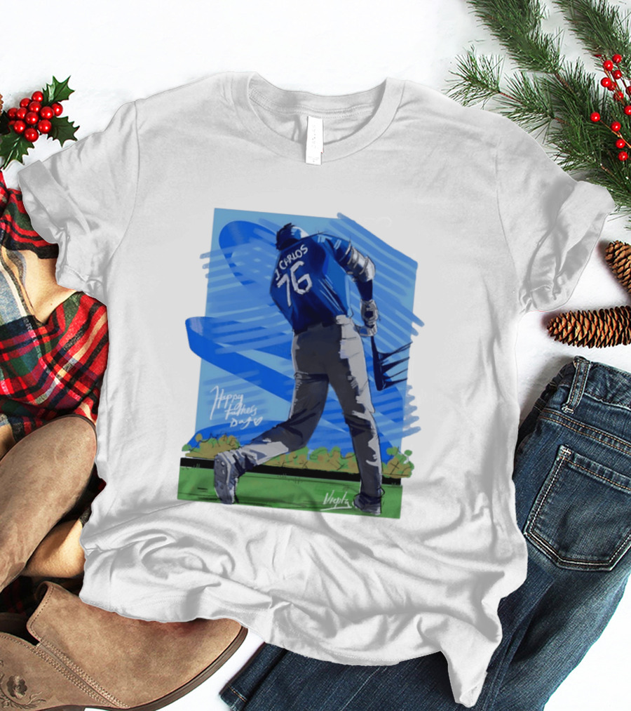 Carlos 76 Happy Fathers Day Baseball Player Sports T-Shirt