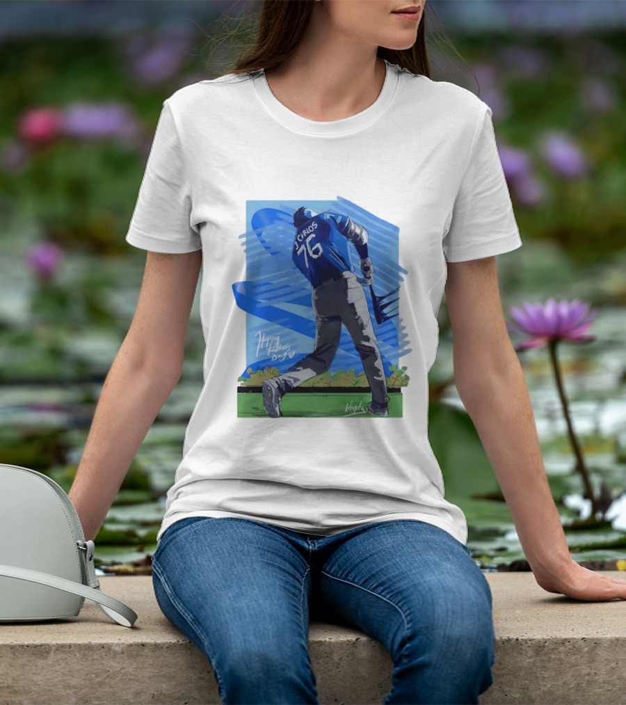 Carlos 76 Happy Fathers Day Baseball Player Sports T-Shirt