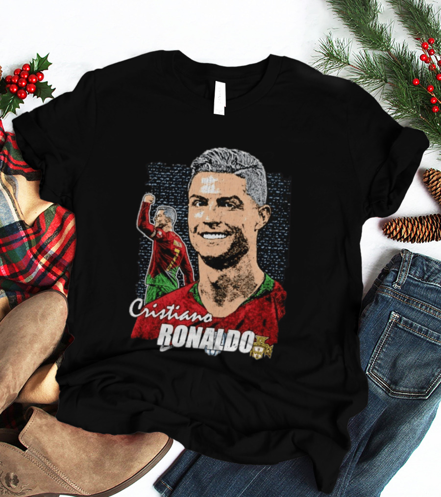 Cristiano Ronaldo Portugal National Team Football Icon With Number 7 And Crest T-Shirt