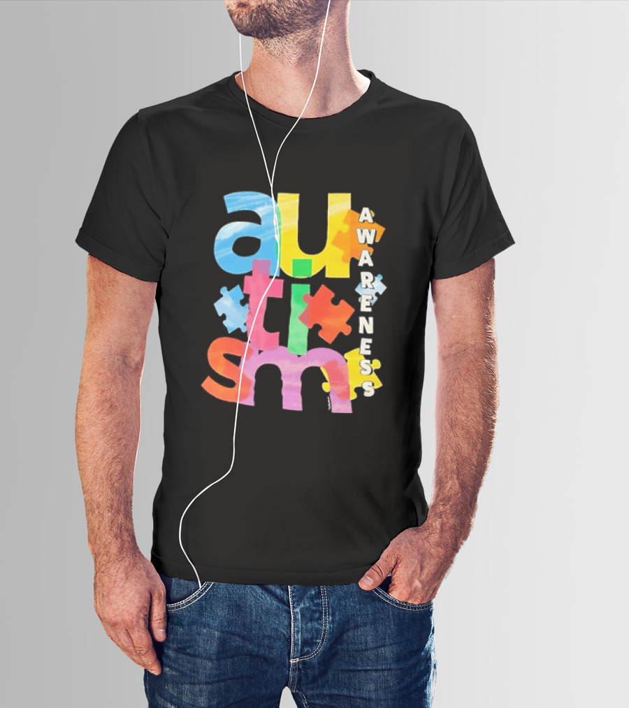 Autism Awareness Puzzle Colorful Letters And Pieces T-Shirt