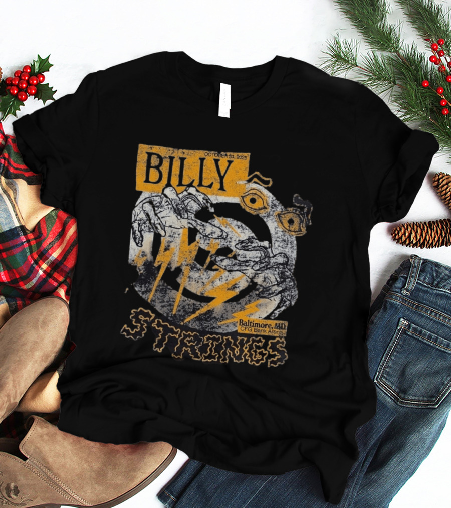 Billy Strings October 31 2023 Baltimore MD CFG Bank Arena Spooky Lightning And Hands T-Shirt