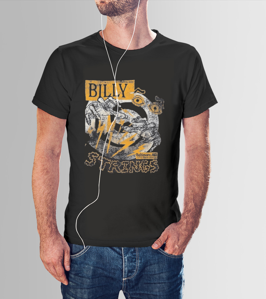 Billy Strings October 31 2023 Baltimore MD CFG Bank Arena Spooky Lightning And Hands T-Shirt