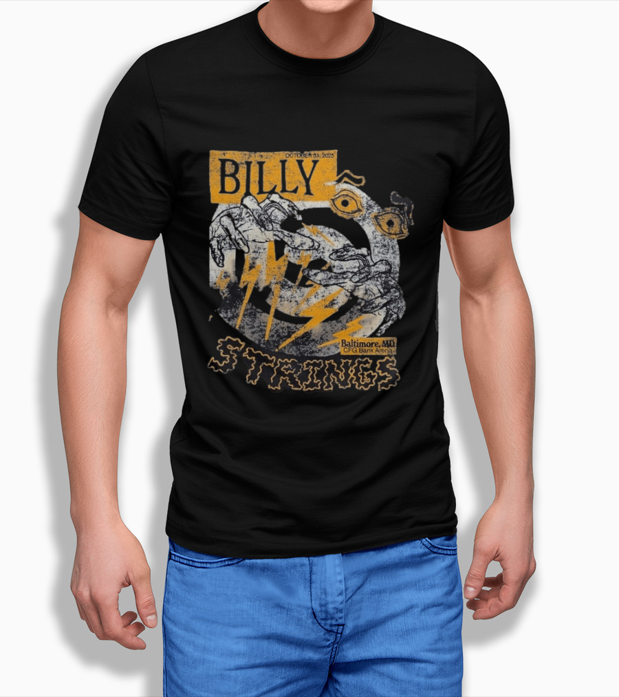 Billy Strings October 31 2023 Baltimore MD CFG Bank Arena Spooky Lightning And Hands T-Shirt