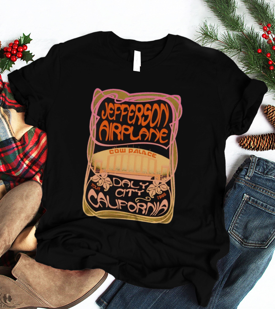 Jefferson Airplane Cow Palace Daly City California 1966 Tour Psychedelic T-Shirt