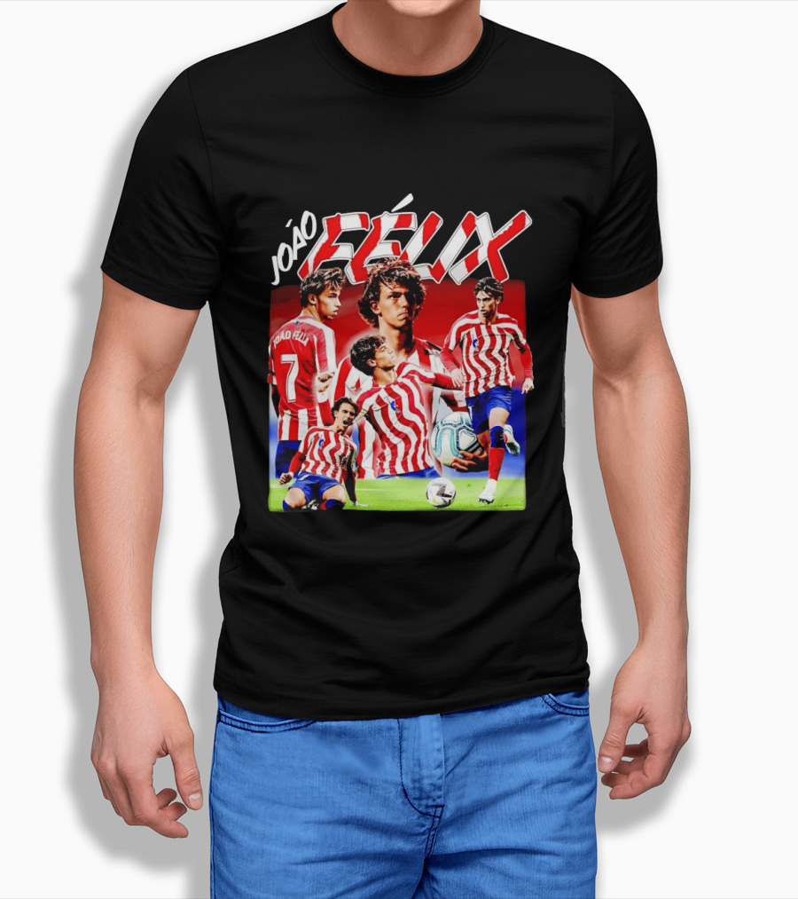 Joao Felix Atletico Madrid Number 7 Soccer Star Collage T-Shirt