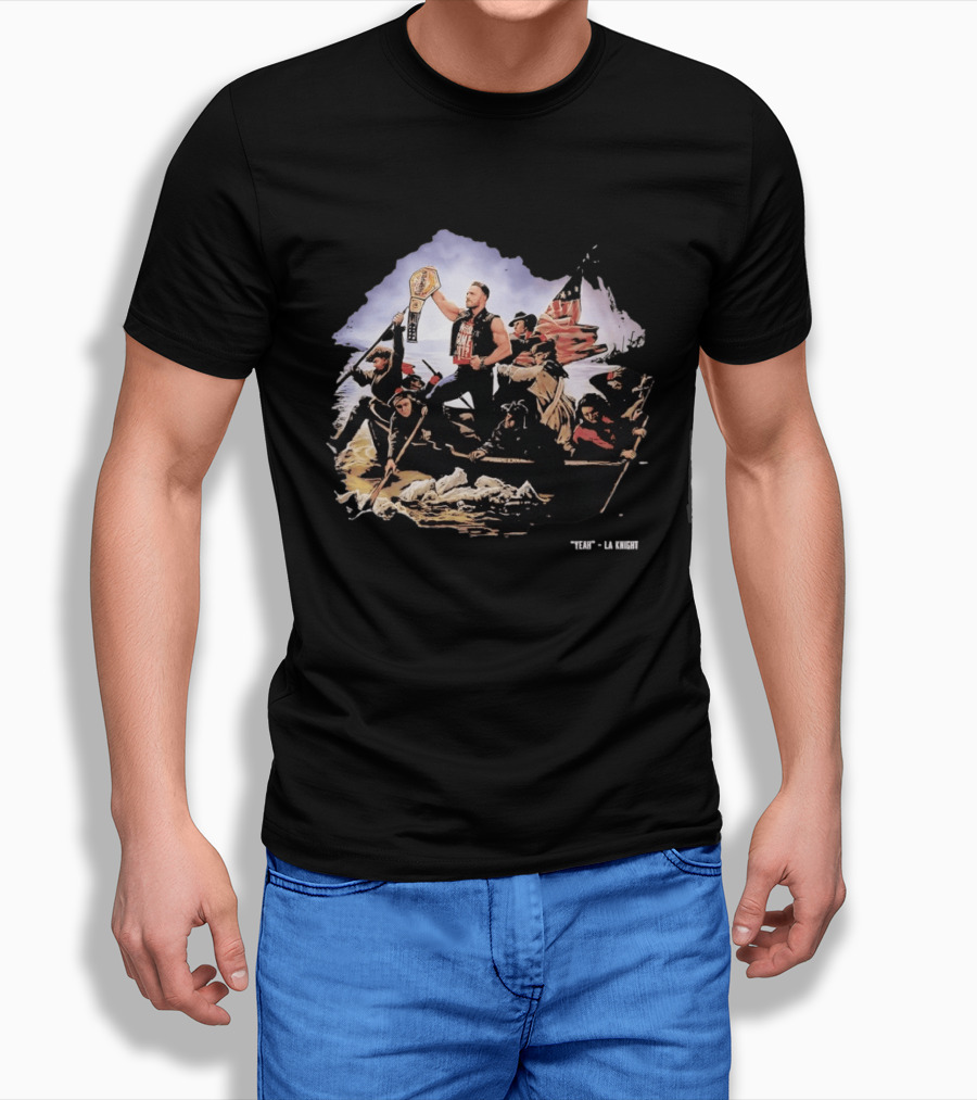 LA Knight WWE Yeah Washington Crossing The Delaware Championship T-Shirt