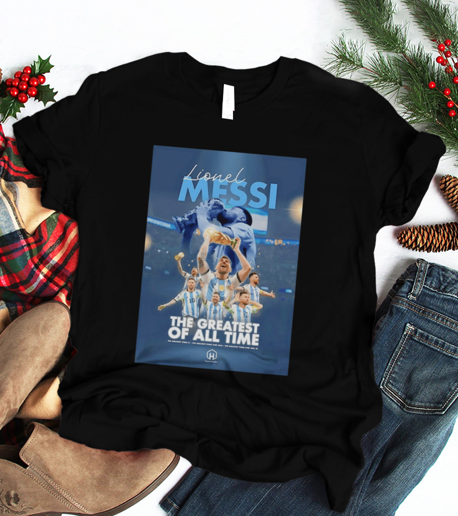 Lionel Messi The Greatest Of All Time Argentina Multi Photo Collage T-Shirt