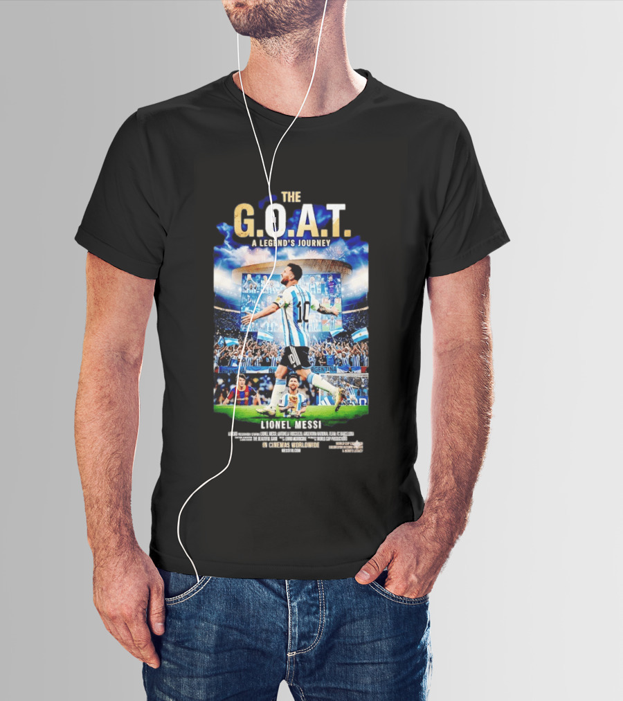 G.O.A.T A Legend's Journey Lionel Messi Soccer Star 10 Argentina Football Champion Stadium Fans Celebration T-Shirt