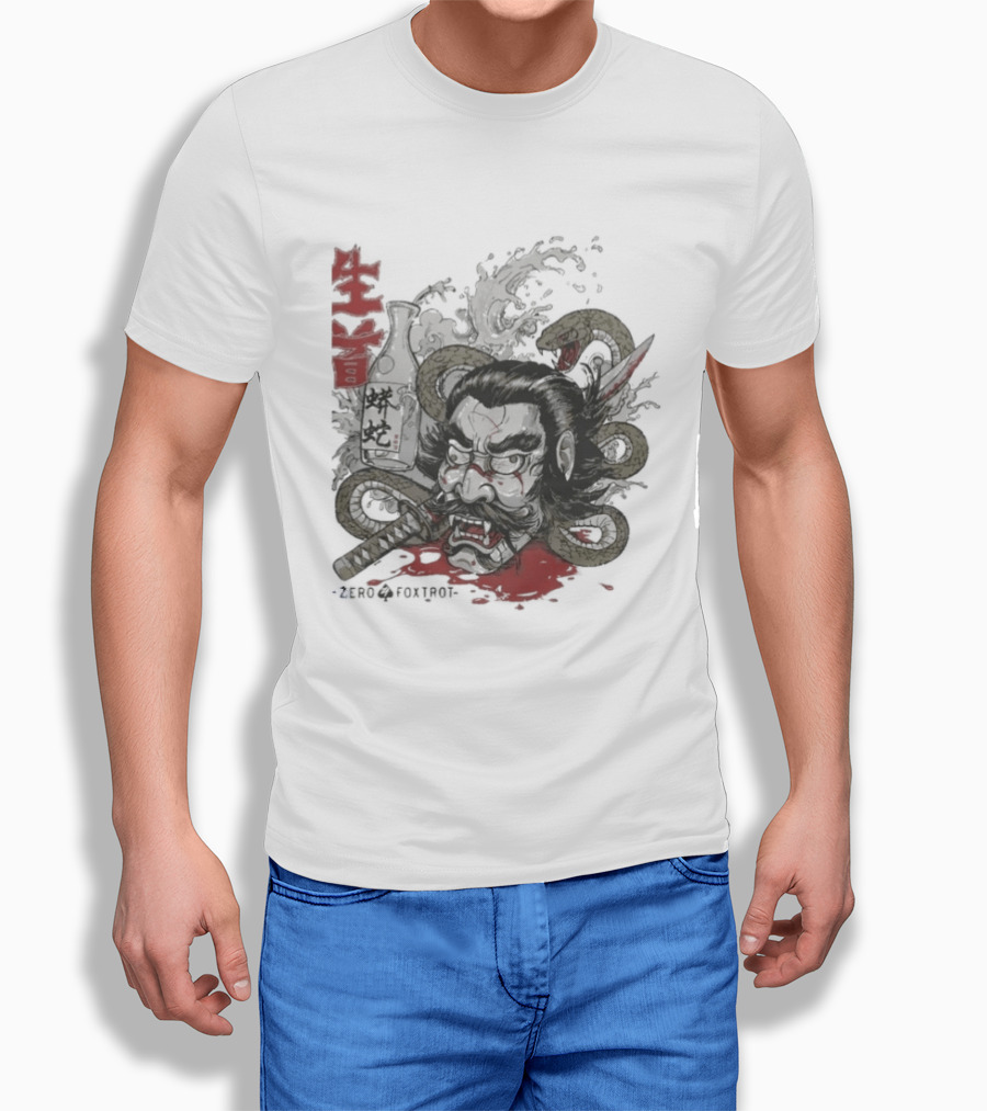 Zero Foxtrot Namakubi Sake Samurai Warrior Kanji T-Shirt