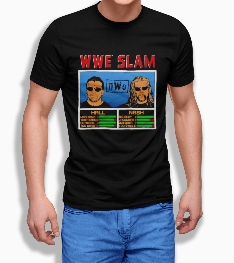 WWE Slam NWo Scott Hall Kevin Nash Outsider Too Sweet Machismo Big Sexy Jackknife T-Shirt