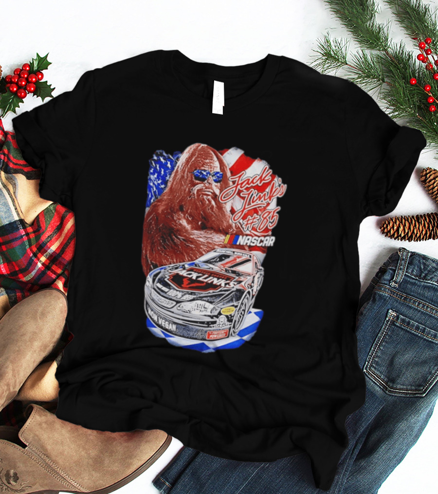Jack Link's Bigfoot #85 NASCAR American Flag Non Vegan T-Shirt