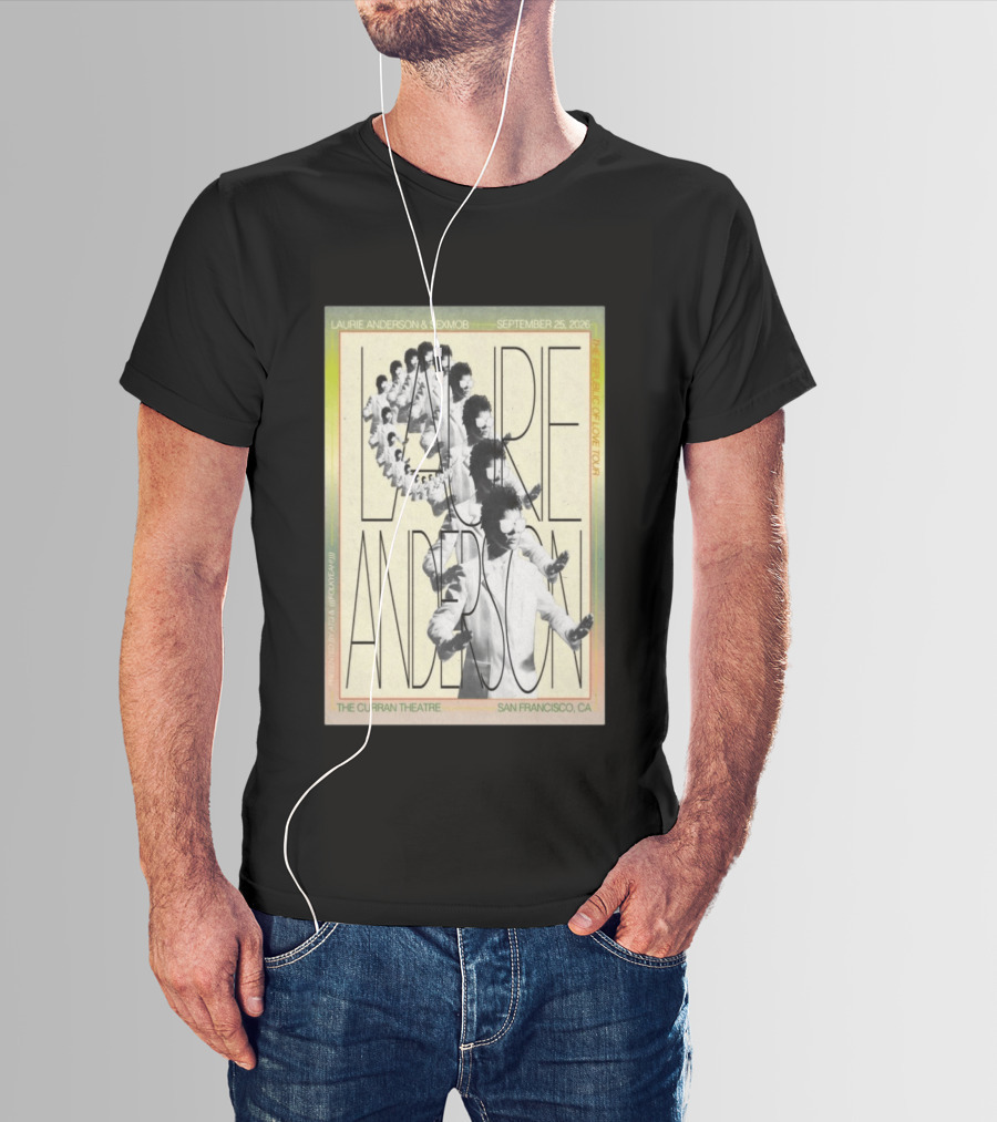 Laurie Anderson Curran Theatre September 25 2026 San Francisco Vaporwave Block Of Love Tour Sexmob T-Shirt
