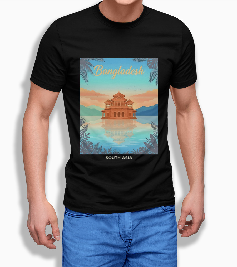 Bangladesh South Asia Travel Mosque On Water T-Shirt
