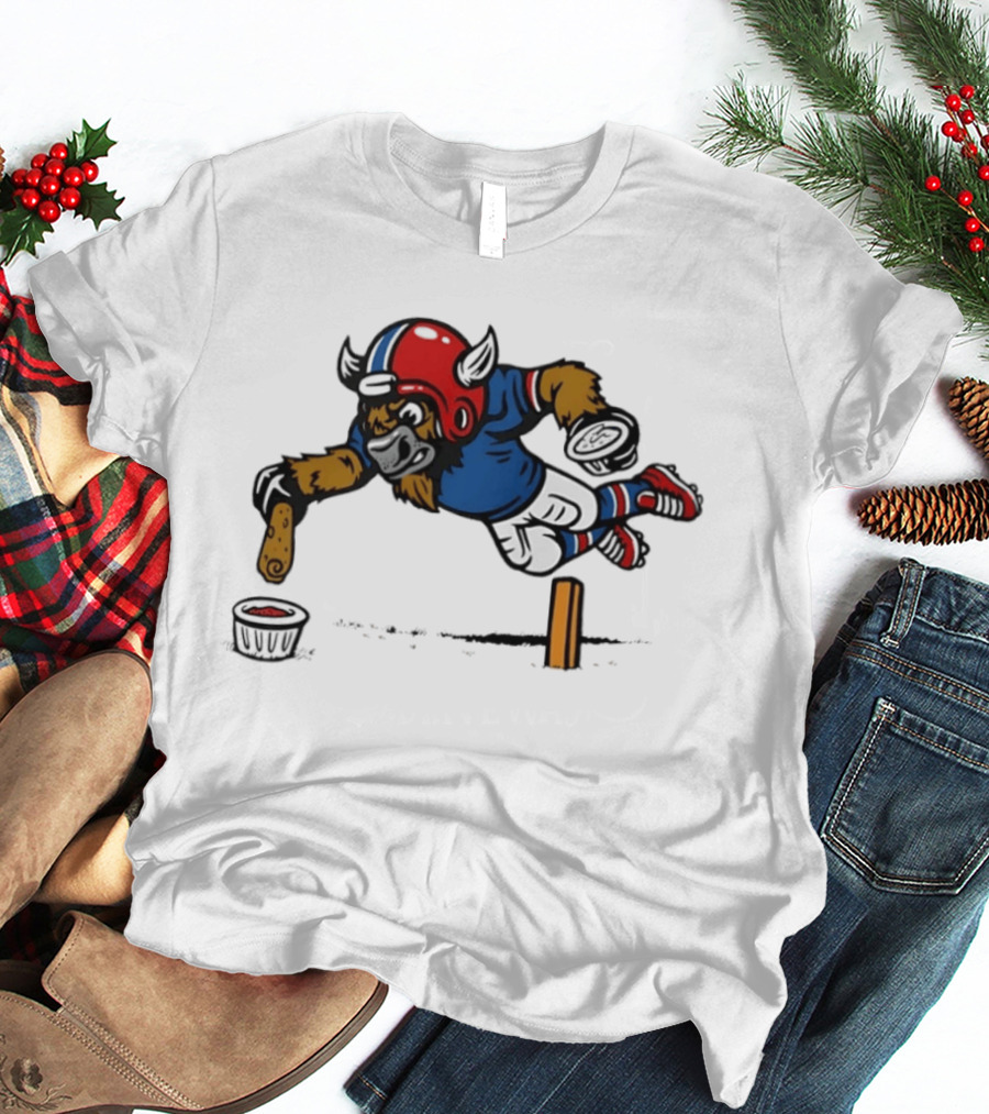 Buffalo Bills Pizza Logs Football Jumping Buffalo With Helmet And Snack T-Shirt
