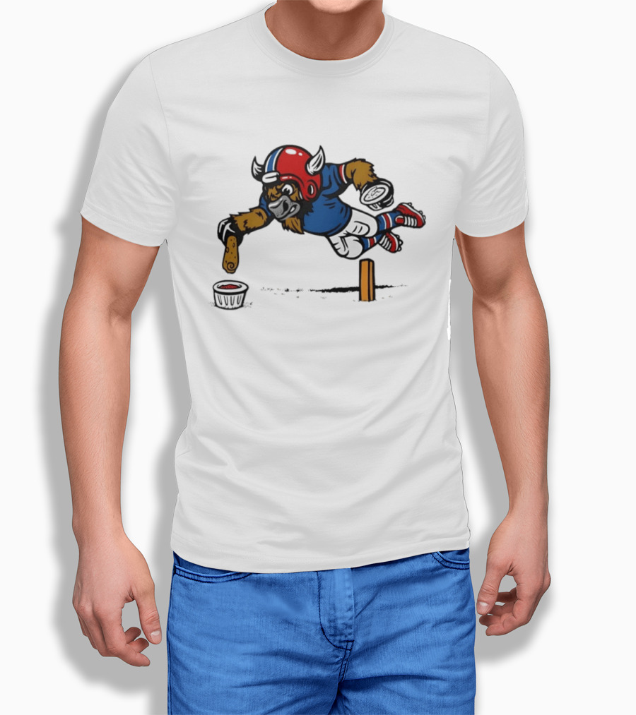 Buffalo Bills Pizza Logs Football Jumping Buffalo With Helmet And Snack T-Shirt