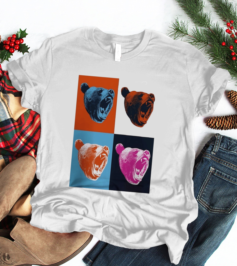 Chicago Bears 2026 Draft Party Pop Art Bear Heads Color Variations T-Shirt