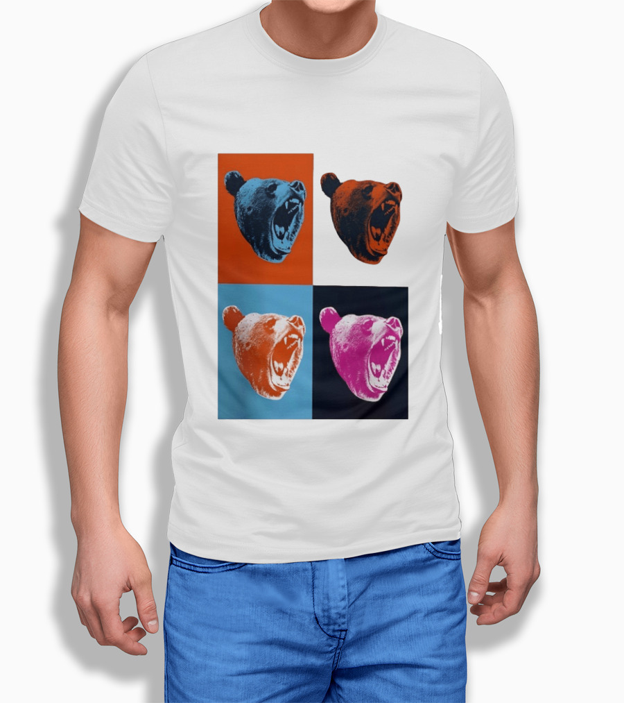 Chicago Bears 2026 Draft Party Pop Art Bear Heads Color Variations T-Shirt