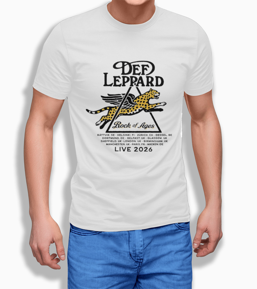 Def Leppard Rock Of Ages Live 2026 Tour Helsinki Zurich Belfast London Paris Wagon T-Shirt