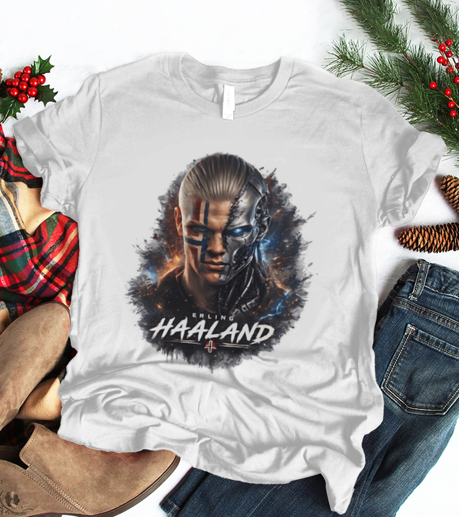 Erling Haaland Cyborg Manchester City Nordic Warrior T-Shirt