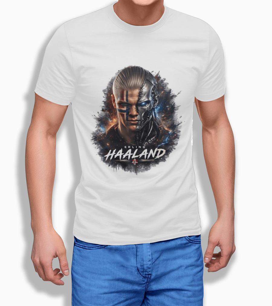 Erling Haaland Cyborg Manchester City Nordic Warrior T-Shirt