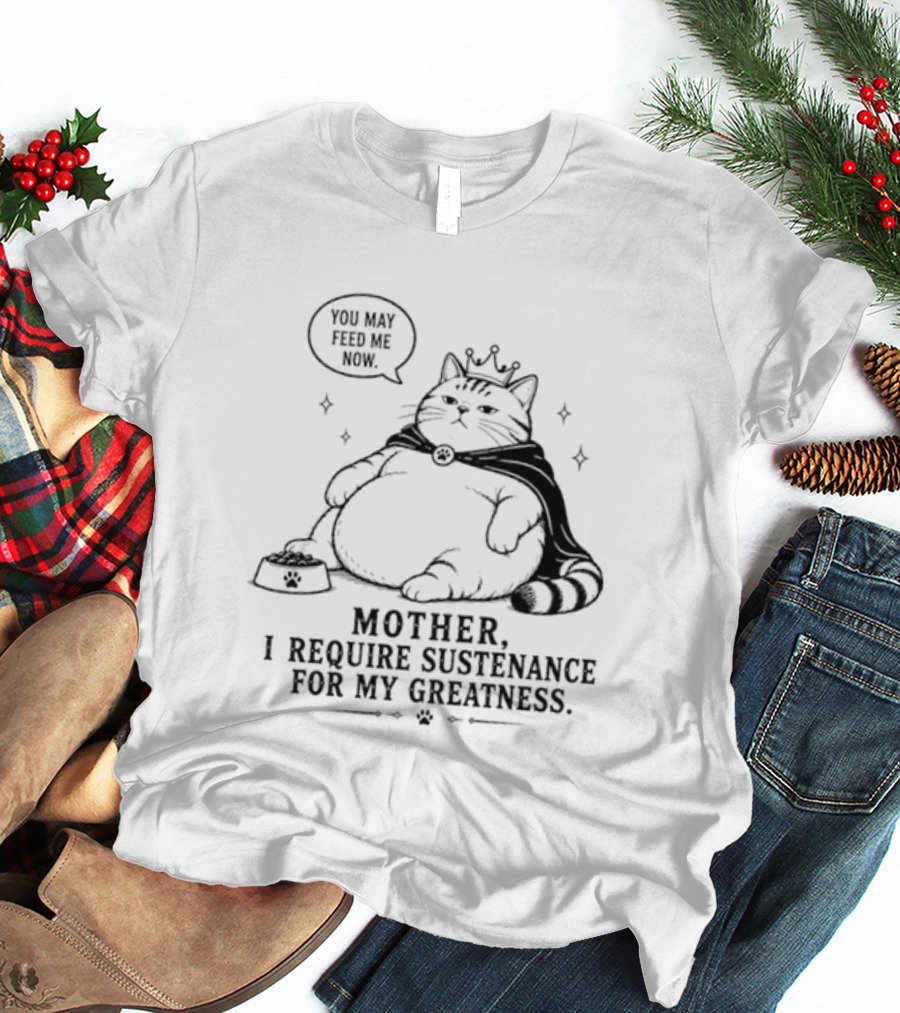 King Cat Mother I Require Sustenance For My Greatness Feed Me Peasant T-Shirt