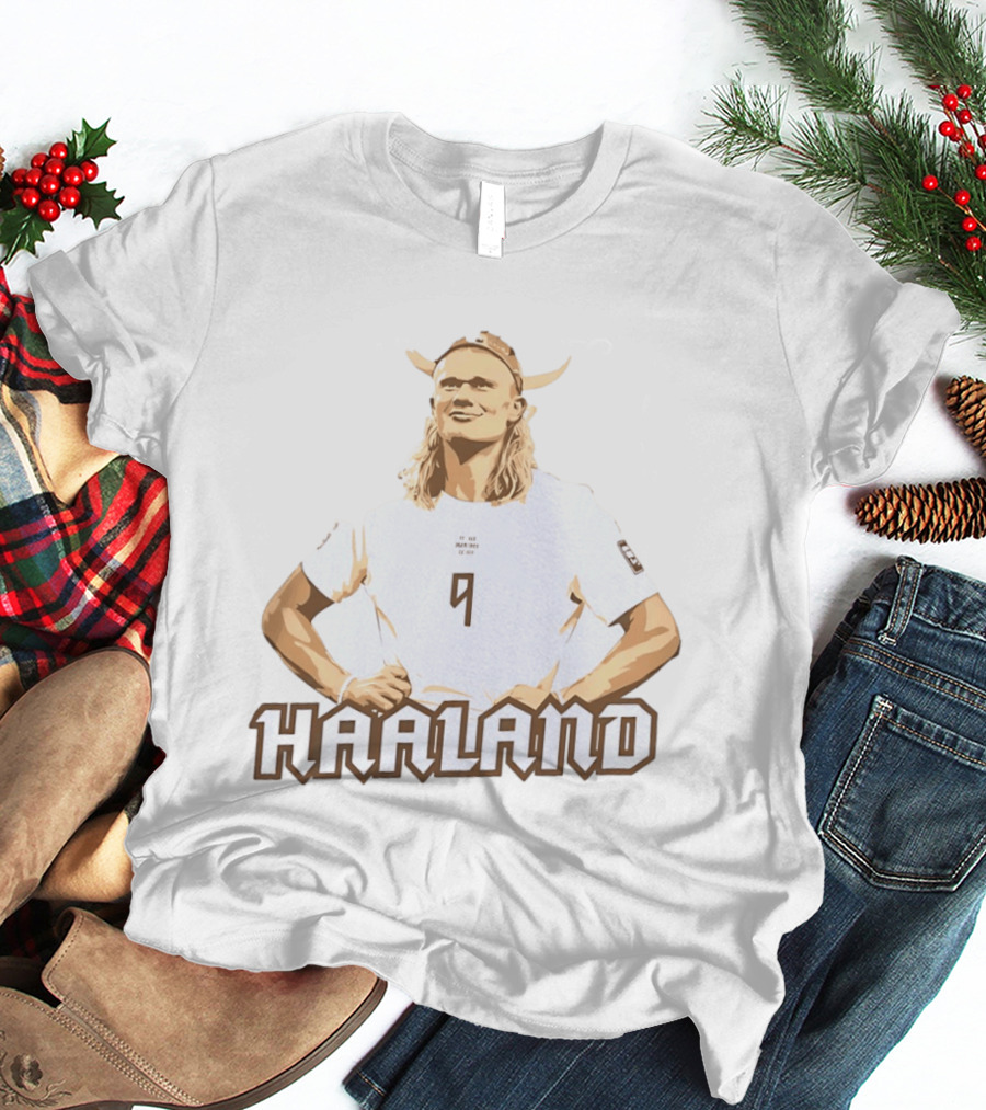 Erling Haaland Viking 9 Manchester City Football Player Horned Helmet T-Shirt