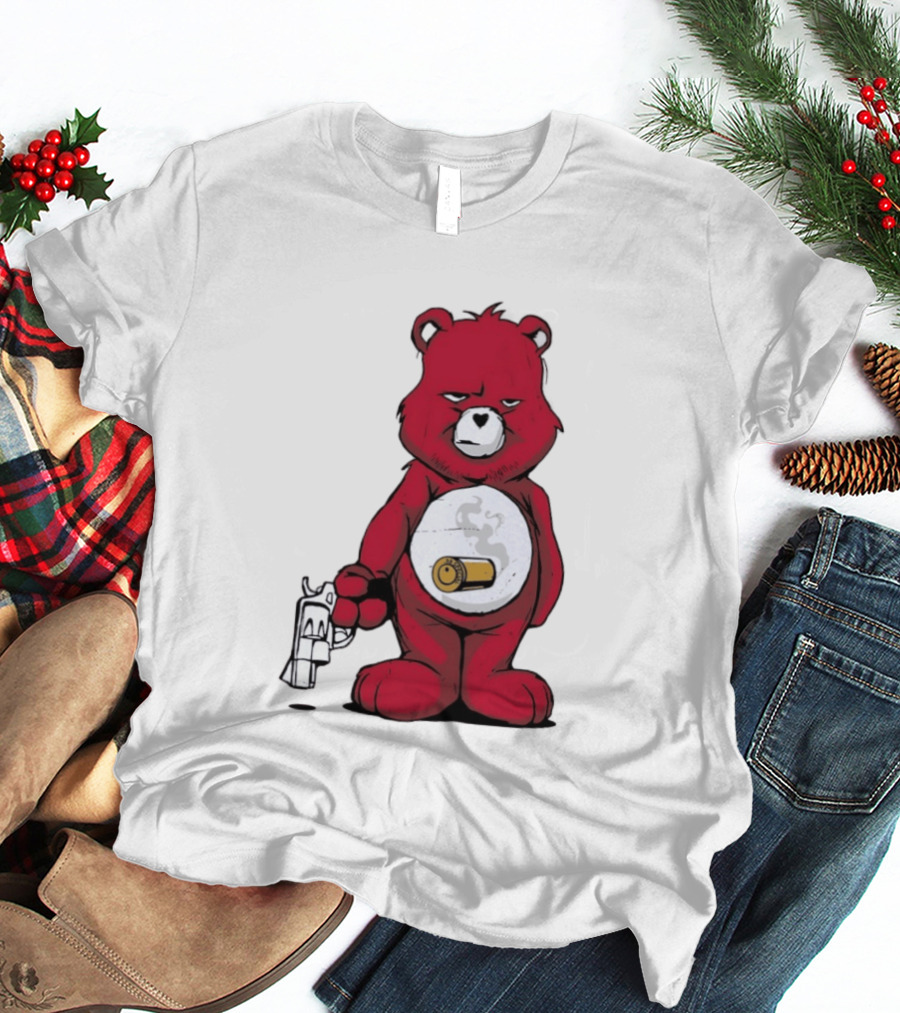 Red Bear With Revolver .38 Special Bullet Smoke T-Shirt