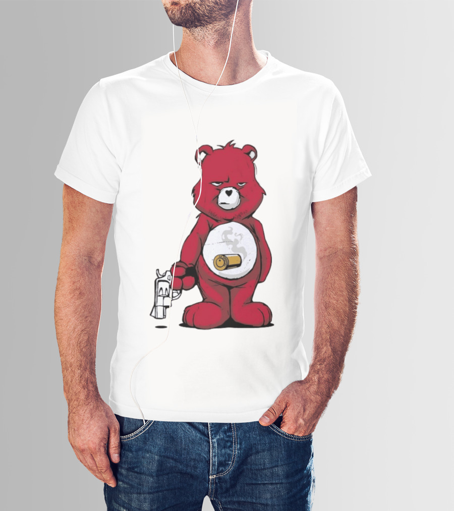 Red Bear With Revolver .38 Special Bullet Smoke T-Shirt