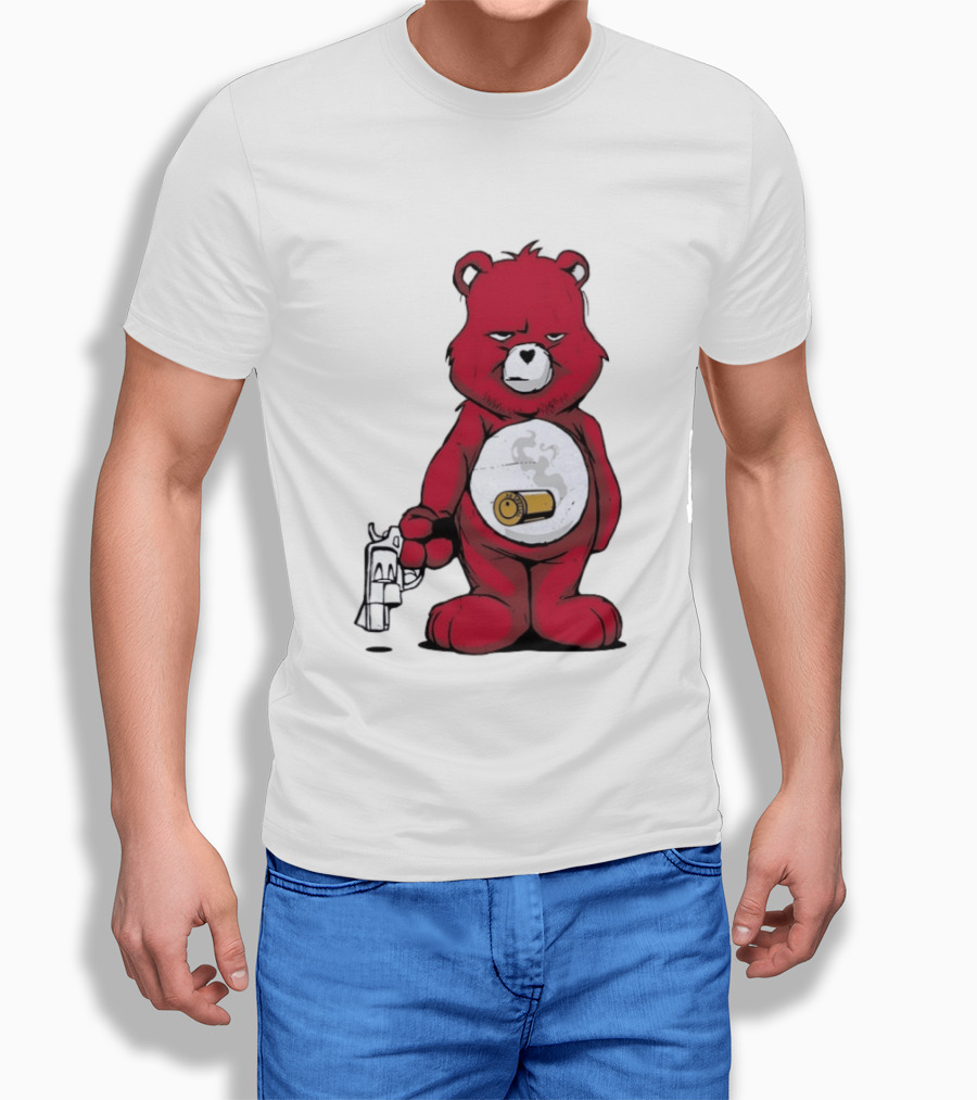Red Bear With Revolver .38 Special Bullet Smoke T-Shirt