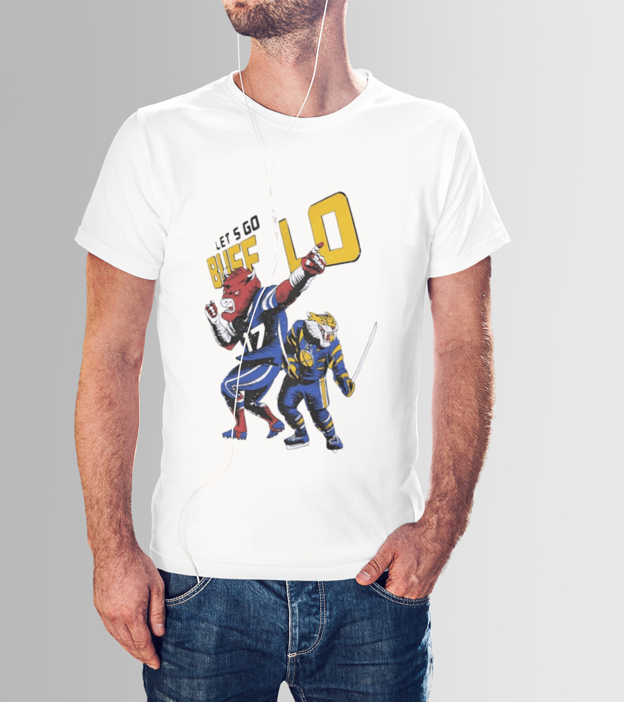 Let's Go Buffalo 17 Distressed Sports Mascots Football And Hockey T-Shirt