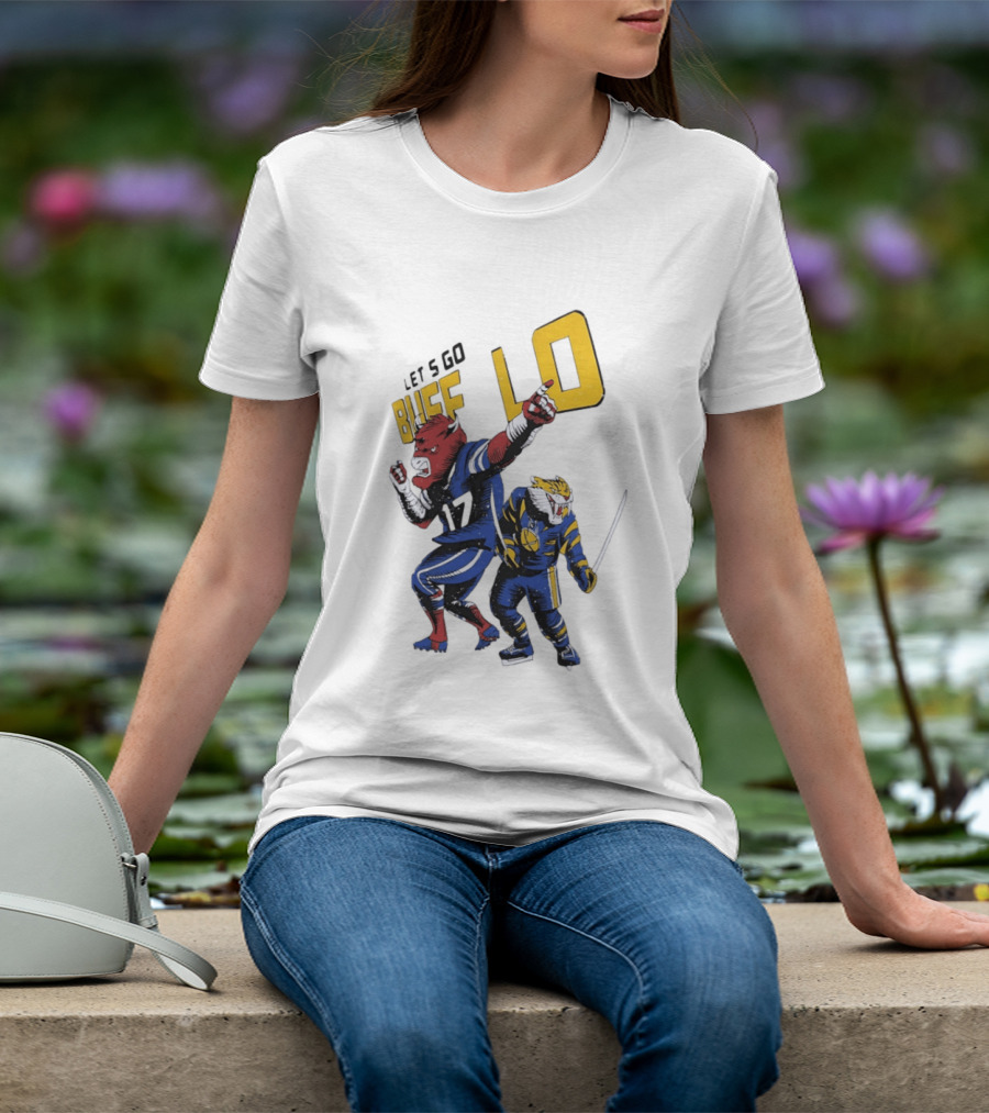 Let's Go Buffalo 17 Distressed Sports Mascots Football And Hockey T-Shirt