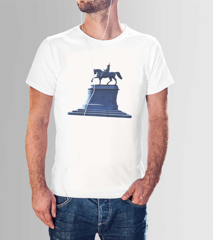 No Scotland No Party Tartan Takeover USA '26 Equestrian Statue With Traffic Cone T-Shirt