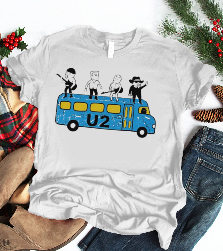 U2 Band Cartoon Bus Music Group On Tour T-Shirt
