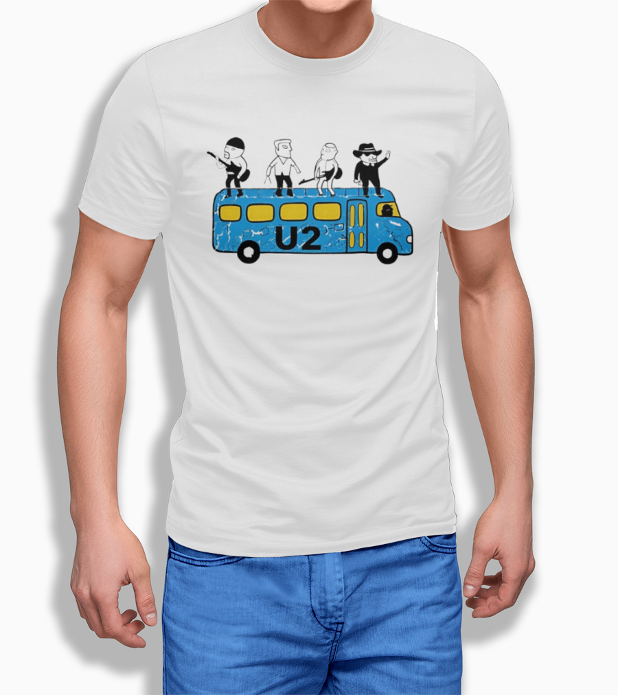U2 Band Cartoon Bus Music Group On Tour T-Shirt